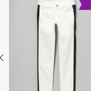 Pinc White & Black Faux Leather Tuxedo Stripe Skinny 8